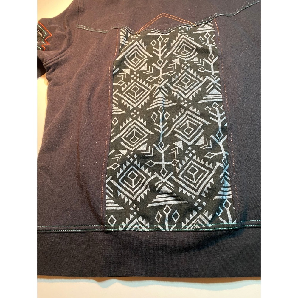 Cruel Girl Southwest Aztec Print Full Zip Hoodie Black Teal Orange Women Small - Picture 16 of 16